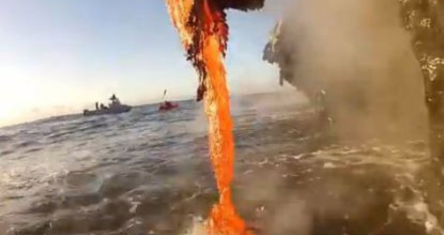 Okeana tökülən qaynar  maqma - VİDEO