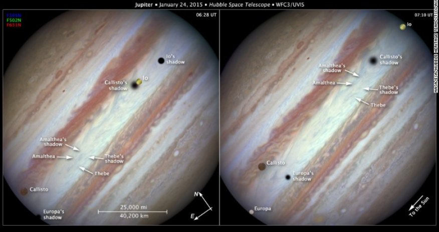 Hubble captures triple solar eclipse on Jupiter