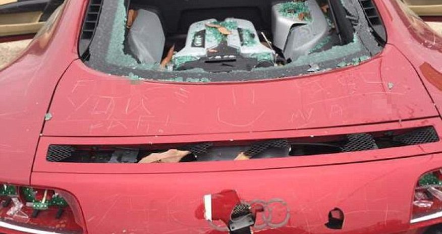 Wife's wrath who destroys his beloved Audi R8 in revenge