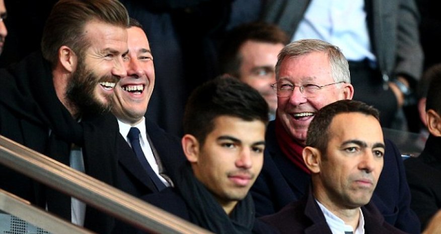 David Beckham and Sir Alex Ferguson among the crowd