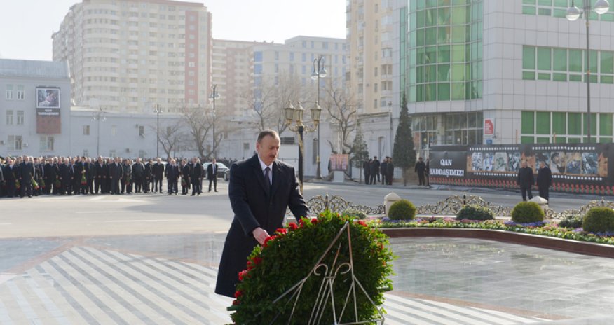 Azerbaijani president attends ceremony commemorating Khojaly tragedy victims