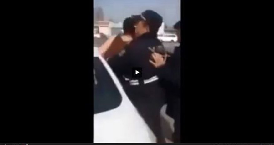 Рукопашная между полицейским и водителем