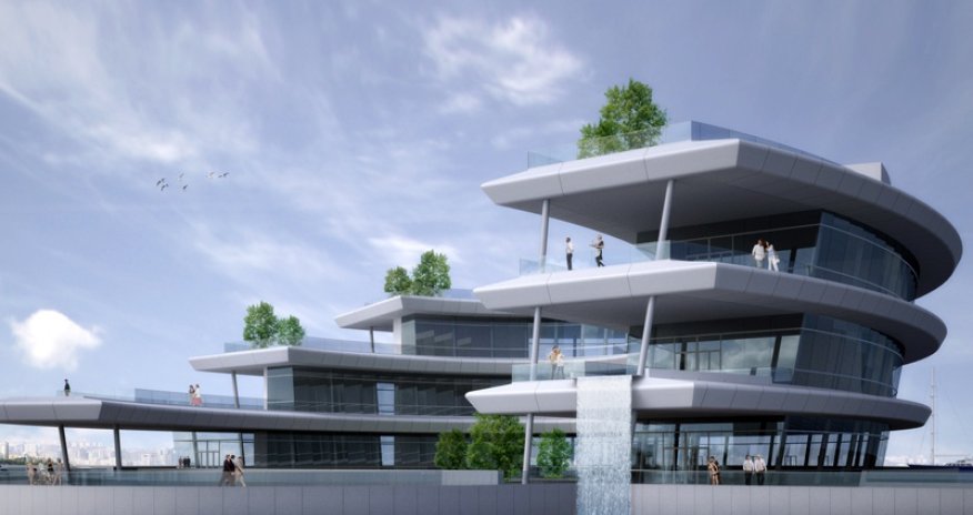 Bakıda dənizin içində gənclər mərkəzi tikilir - Fotolar