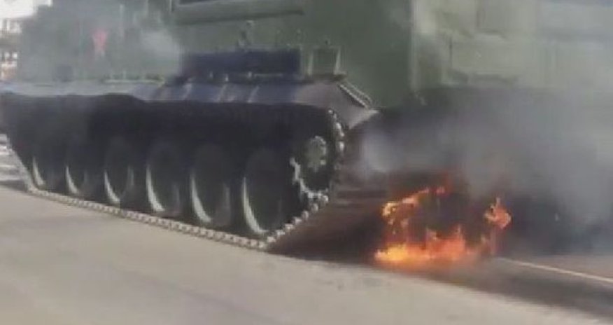 Пожар на параде в Чите