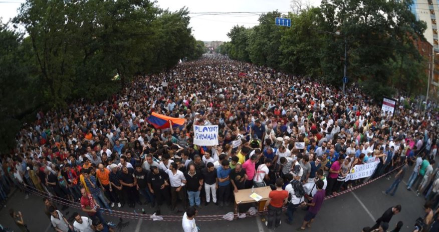 Armenian protests peaceful in third day but demands unresolved