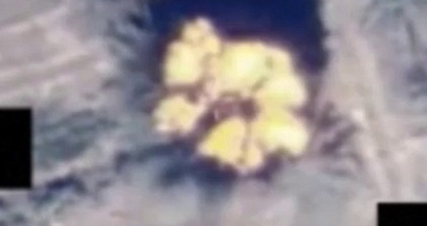 ISIS cowards running for cover after trying to hide armoured vehicle under palm tree