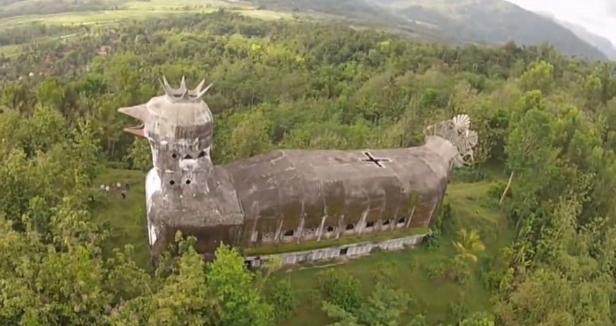 Mysterious abandoned 'Chicken Church' built in the Indonesian jungle