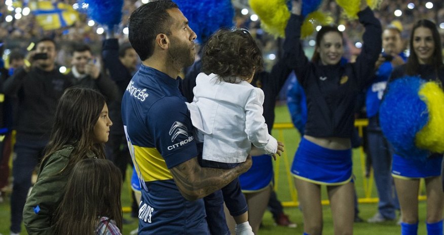Tevez is paraded in front of 40,000 Boca fans and Diego Maradona