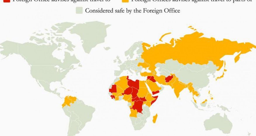 Gedilməsi təhlükəli olan ölkələr - XƏRİTƏ