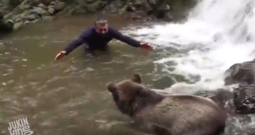 Купание с диким медведем