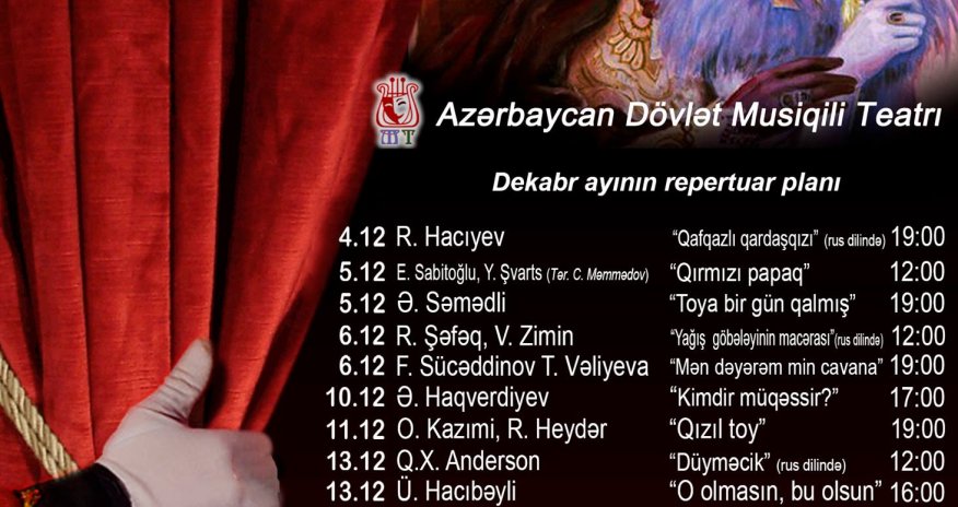 Musiqili Teatrın dekabr repertuarı
