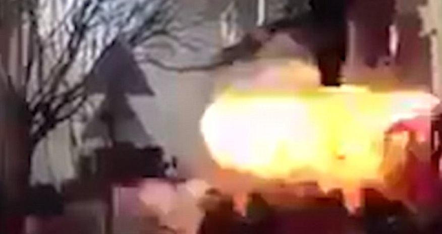 Terrifying moment ISIS suicide bomber detonates himself in a crowd