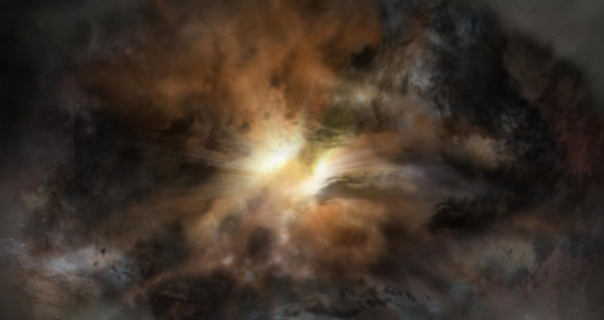 The brightest known galaxy is tearing itself apart