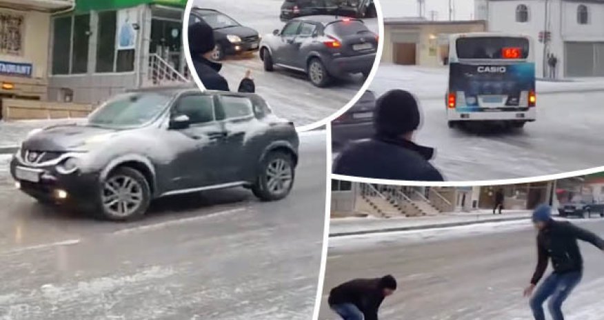 Cars, buses and trucks find out exactly why you don't drive on black ice