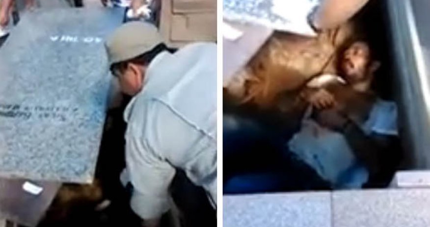 Moment 'dead' man is found alive in tomb