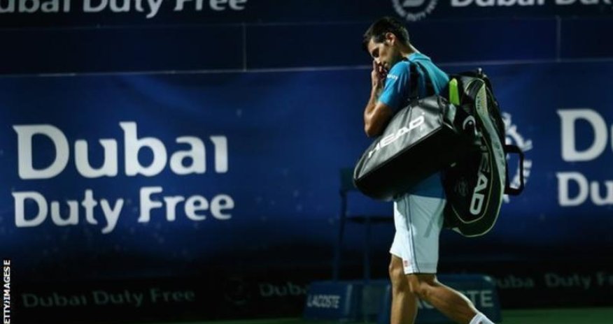 Novak Djokovic retires from Dubai quarter-finals with eye problem