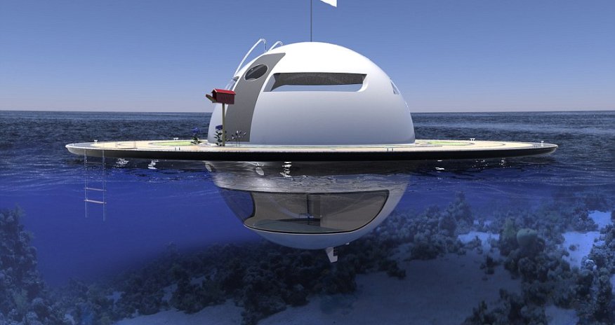 Futuristic UFO-shaped yacht