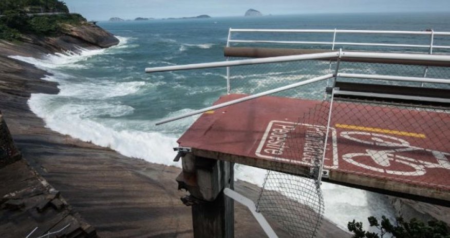 Rio Olympics cycle lane collapses into the sea killing at least 2 people