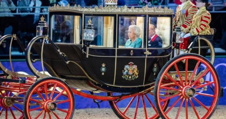 Azerbaijan is represented by acrobatic horse-riders at the Queen's 90th birthday celebrations