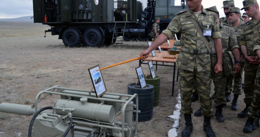 Azeri chemical units, interior troops hold drills 