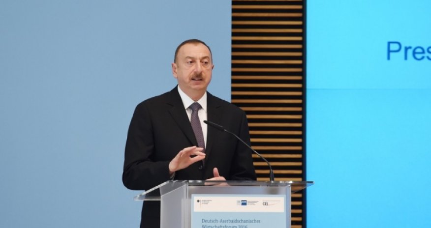 İlham Əliyev Azərbaycan-Almaniya İqtisadi Forumunun açılışında iştirak etdi - Fotolar