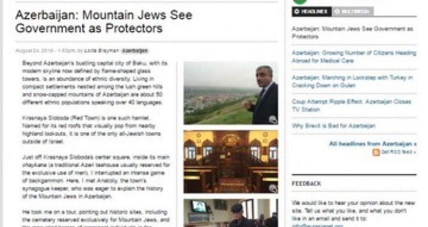 Eurasianet: Mountain Jews see government as protectors in Azerbaijan