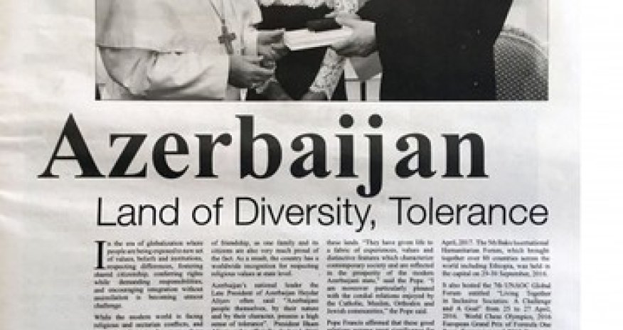 Ethiopian newspaper hails Azerbaijan's tolerance
