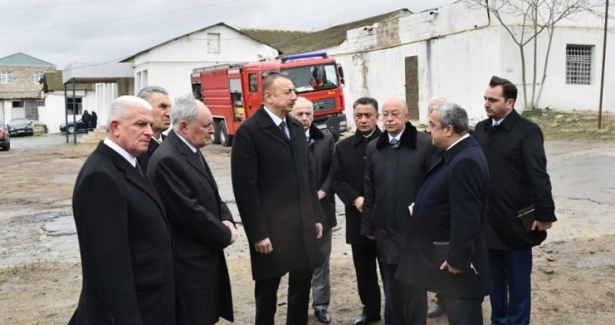 President Ilham Aliyev arrives at Drug Abuse Treatment Center after fire outbreak