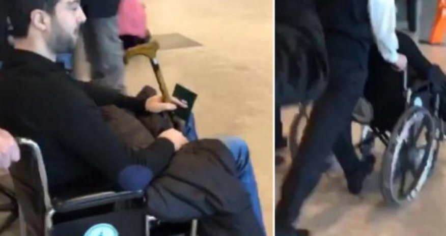 Namiq Qaraçuxurlu əlil arabasında