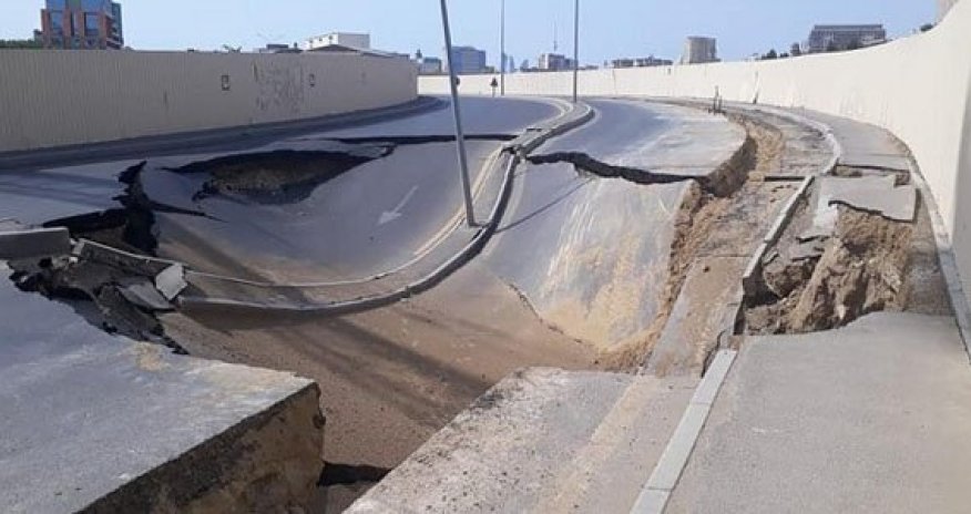 Bakida avtomobil yolunun çökmə səbəbləri