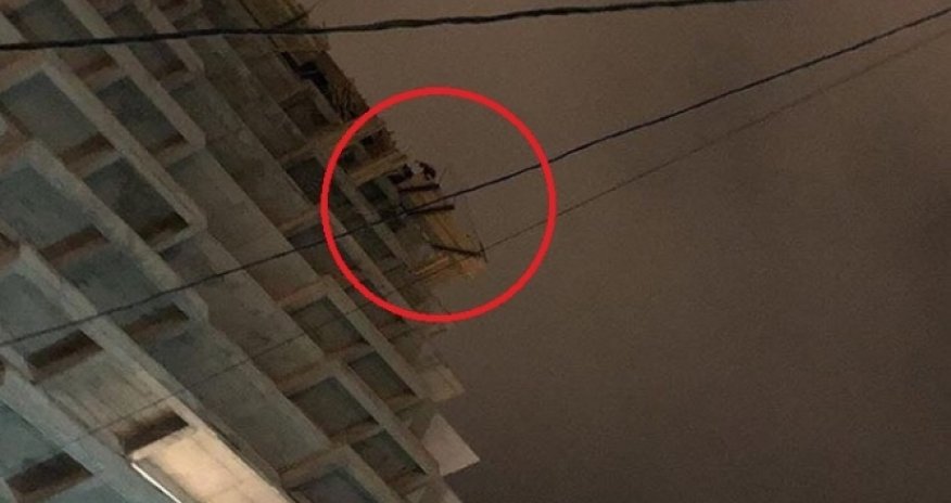 Gecə 12-ci mərtəbəyə çıxdı və ... Bakıda həyəcan - FOTO