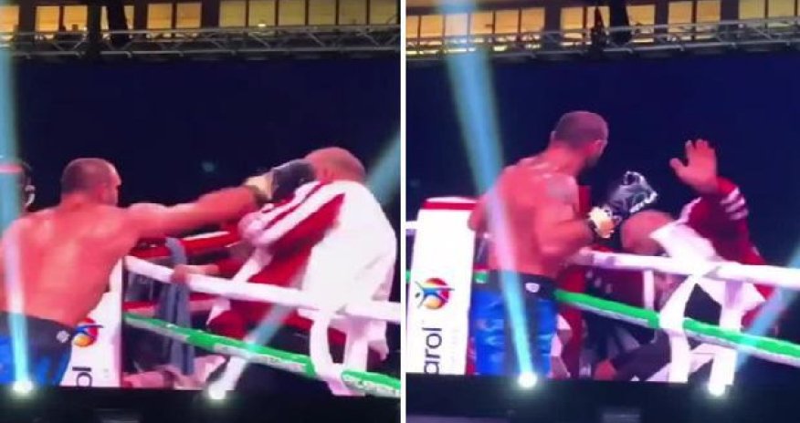 Döyüşü uduzan gürcüstanlı boksçu məşqçisini döydü – Video