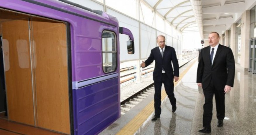 President Ilham Aliyev at Baku metro - PHOTO