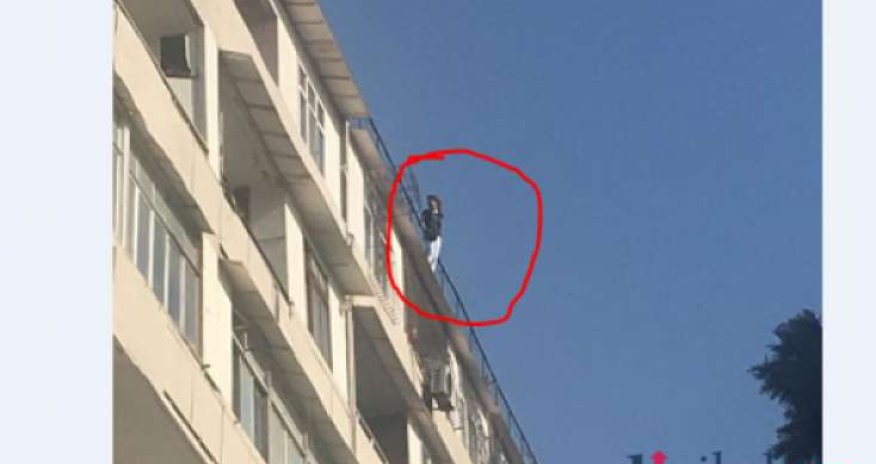 Bakıda gənc qız özünü 9-cu mərtəbədən atmaq istədi - VİDEO