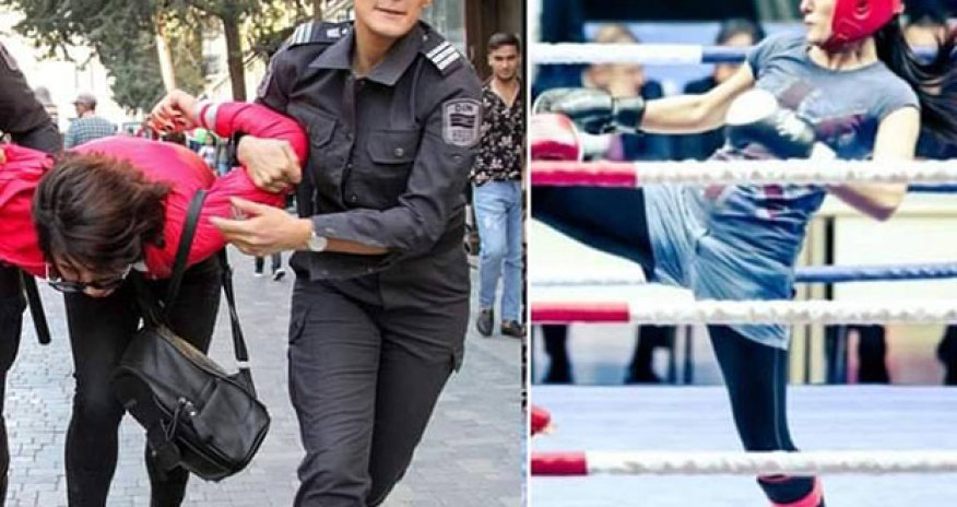 Bakıda keçirilən aksiyada fəallıq göstərən qadın polis məşhur idmançıdır -FOTO