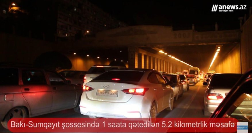 1 saata qət  - edilən 5,2 km-lik məsafə (Bakı-Sumqayıt şossesi) - VİDEO