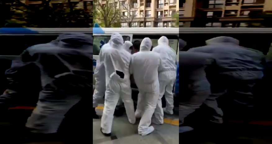 Koronoviruslu adamı zorla maşına salıb apardılar - VİDEO