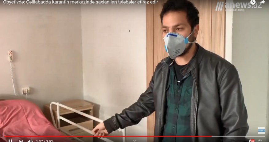 Cəlilabadda karantin mərkəzində saxlanılan tələbələr etiraz edir - VİDEO