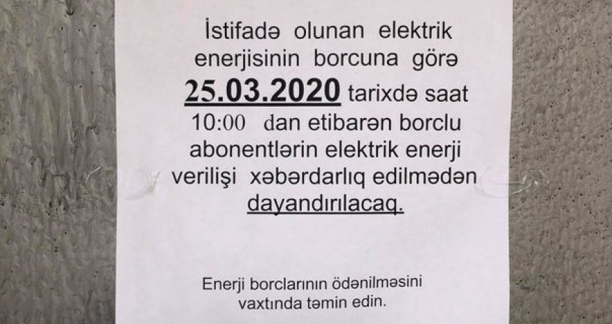 “Azərişıq”dan elektrik enerjisinin kəsilməsi elanları ilə bağlı AÇIQLAMA
