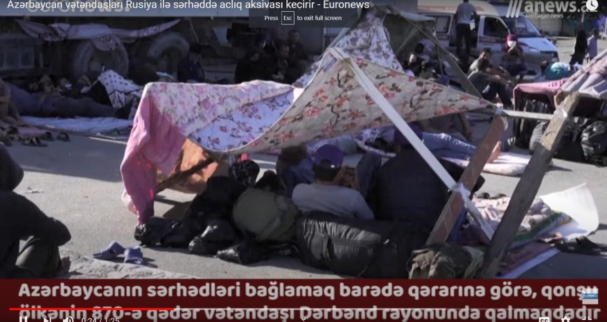 Azərbaycan vətəndaşları Rusiya ilə sərhəddə etiraz aksiyası keçirirlər -  VİDEO