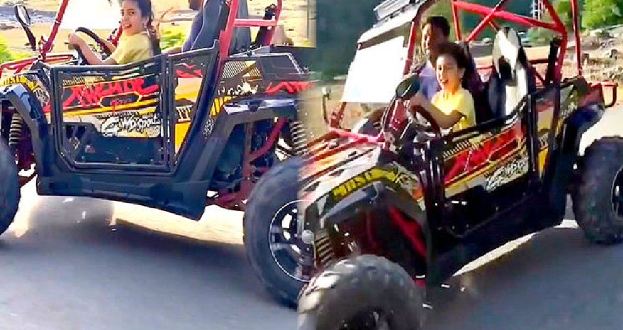 Kamil Zeynallının azyaşlı qızı sükan arxasına keçdi və yol hərəkəti qaydaları pozuldu - VİDEO