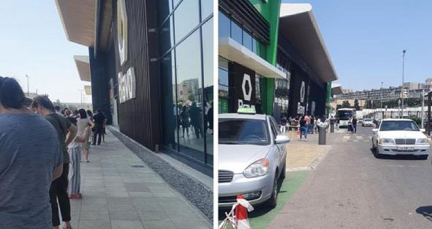 Bu gündən müştərilər böyük marketlərə növbə ilə buraxılır - FOTO