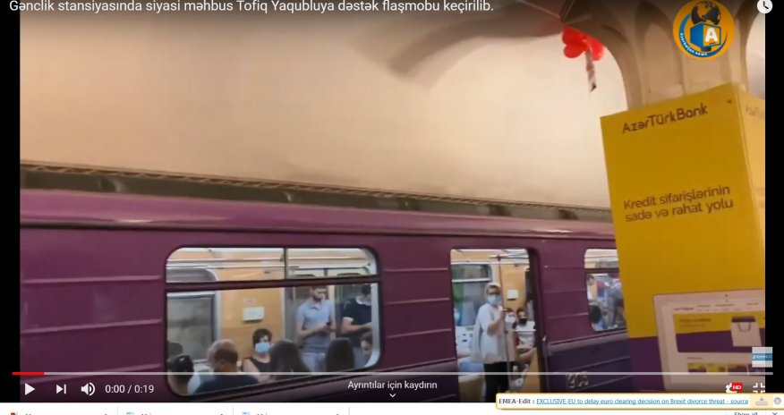 Bakı metrosunda Tofiq Yaqublu ilə bağlı aksiya keçirilib - VİDEO