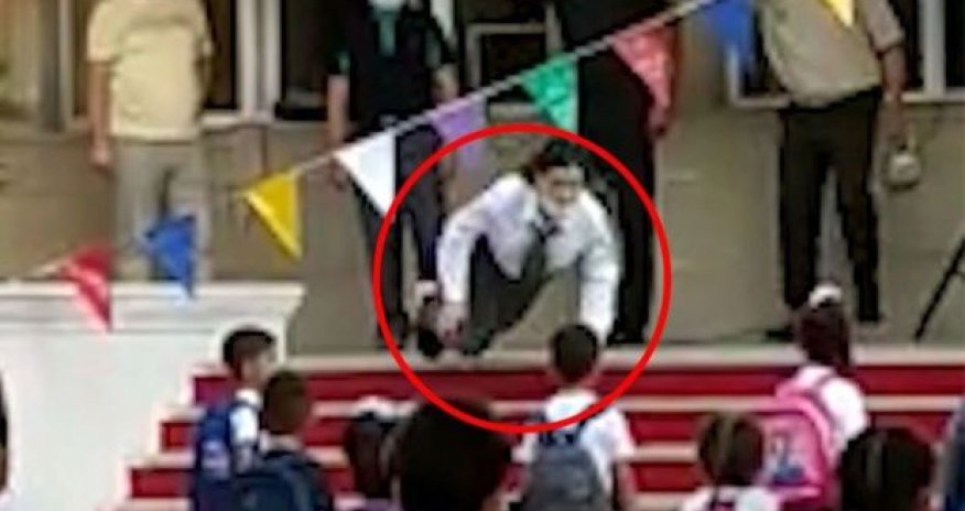 Təhsil Nazirliyindən himn zamanı yıxılan xanımla bağlı AÇIQLAMA