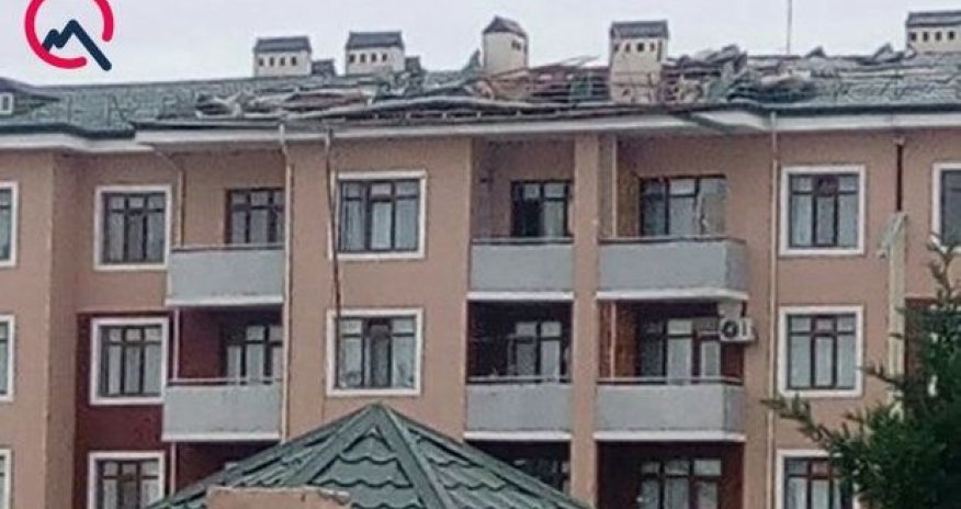 Tərtərdə vurulan yaşayış binasının görüntüləri yayıldı - FOTO