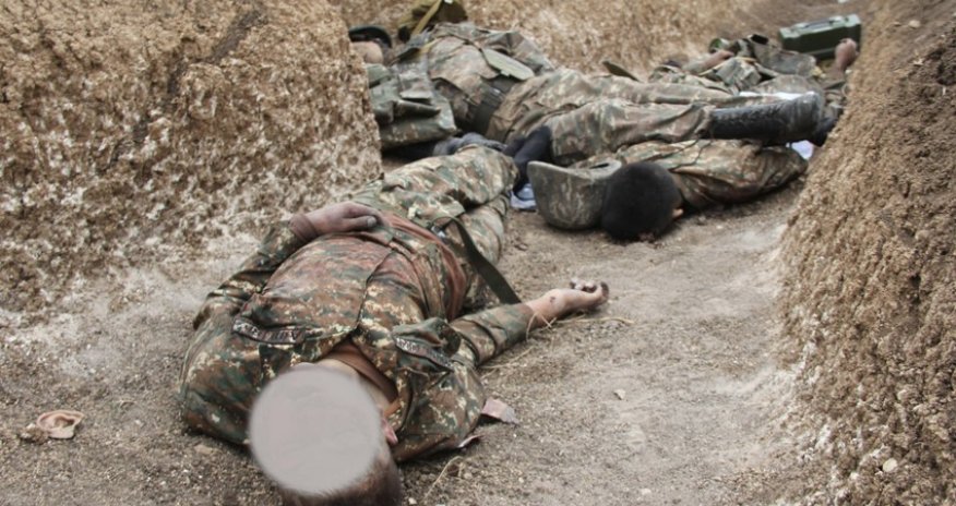 Məhv edilmiş erməni əsgərlərinin meyiti düzlərdə qalıb  (18+ Video)