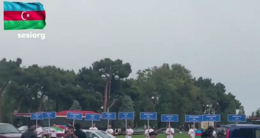 Bakının mərkəzində Azərbaycan ordusuna dəstək - VİDEO