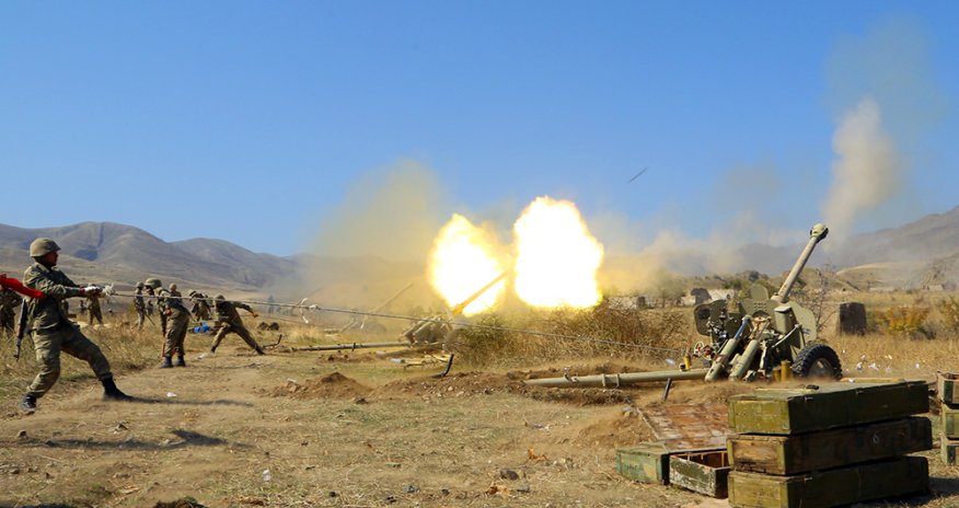 Артиллерийские подразделения Азербайджанской Армии наносят удары по огневым точкам вооруженных сил Армении - ВИДЕО