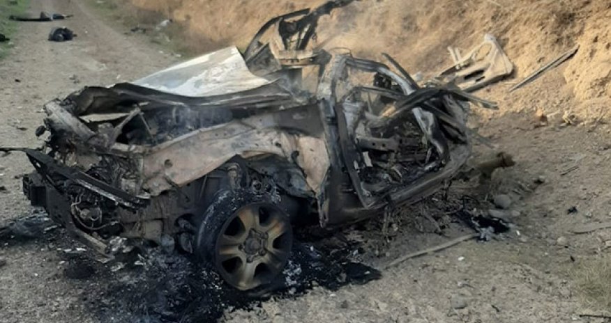 Füzulidə minaya düşən maşından geriyə qalan mənzərə - FOTO