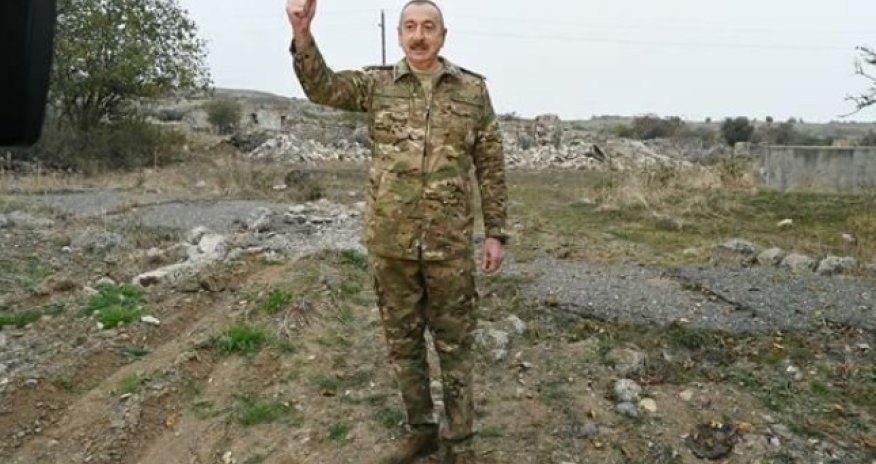 İlham Əliyev yenilənmiş “Cəbrayıl” yazısının önündə - VİDEO